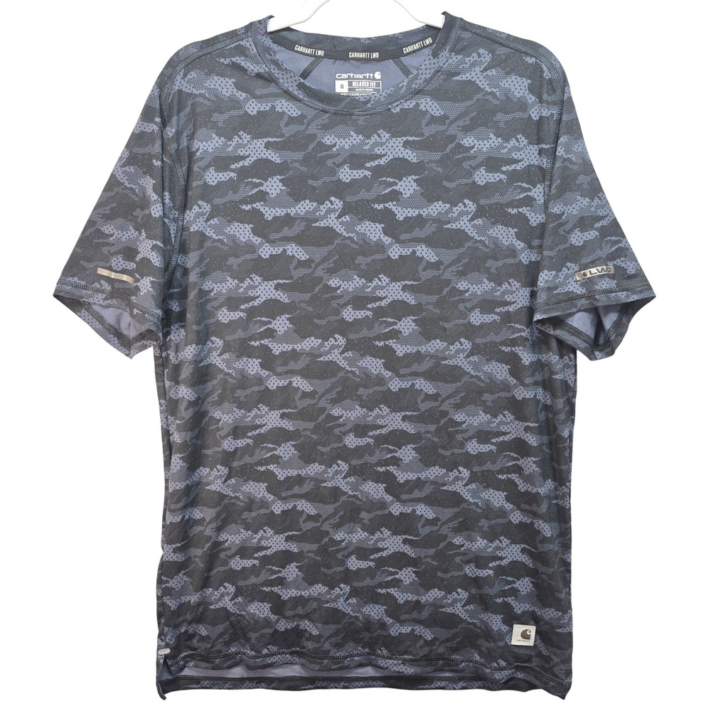 Carhartt LWD Tshirt Mens M Camo Performance Workwear Grey Relaxed Fit Reflective
